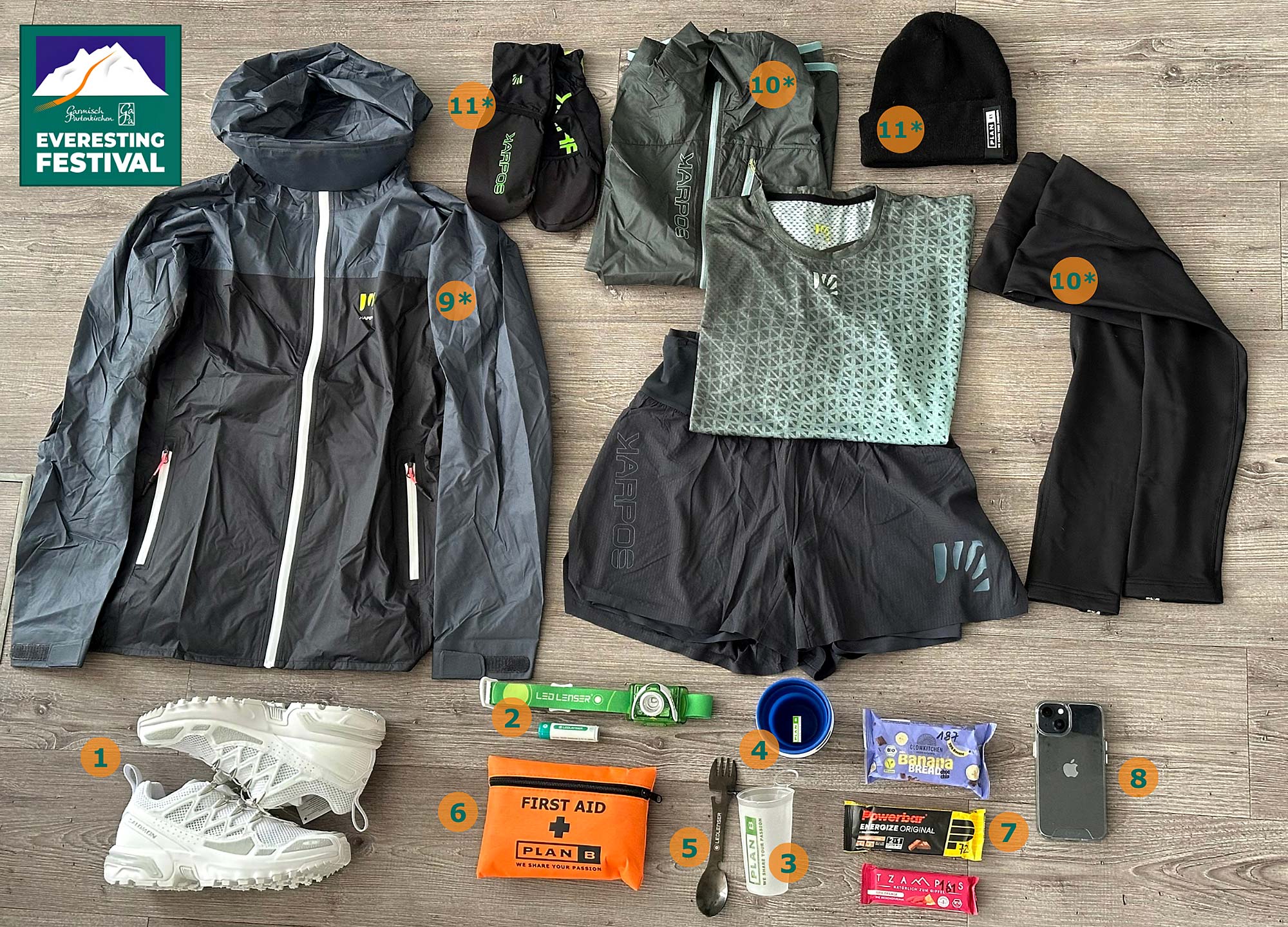 Ausrüstung für das GaPa Everesting Festival